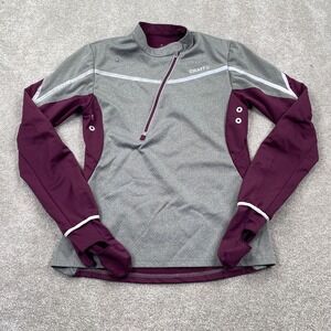 Craft Brilliant Thermal Wind Run Functional Active Top Womens Size M Maroon Gray